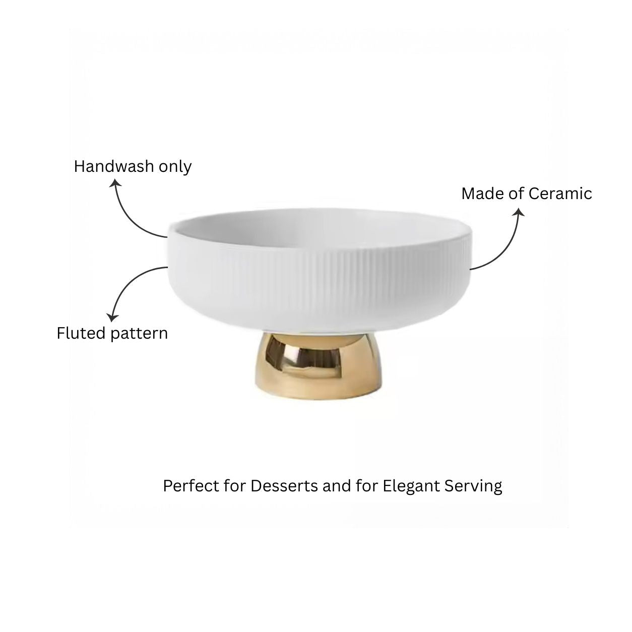 Aura Elevated Ceramic Bowl Medium - Ivory Gold