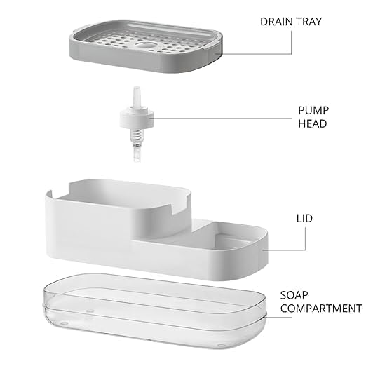 Neat Soap Dispensing Sponge Holder With Scrubber Rest - White