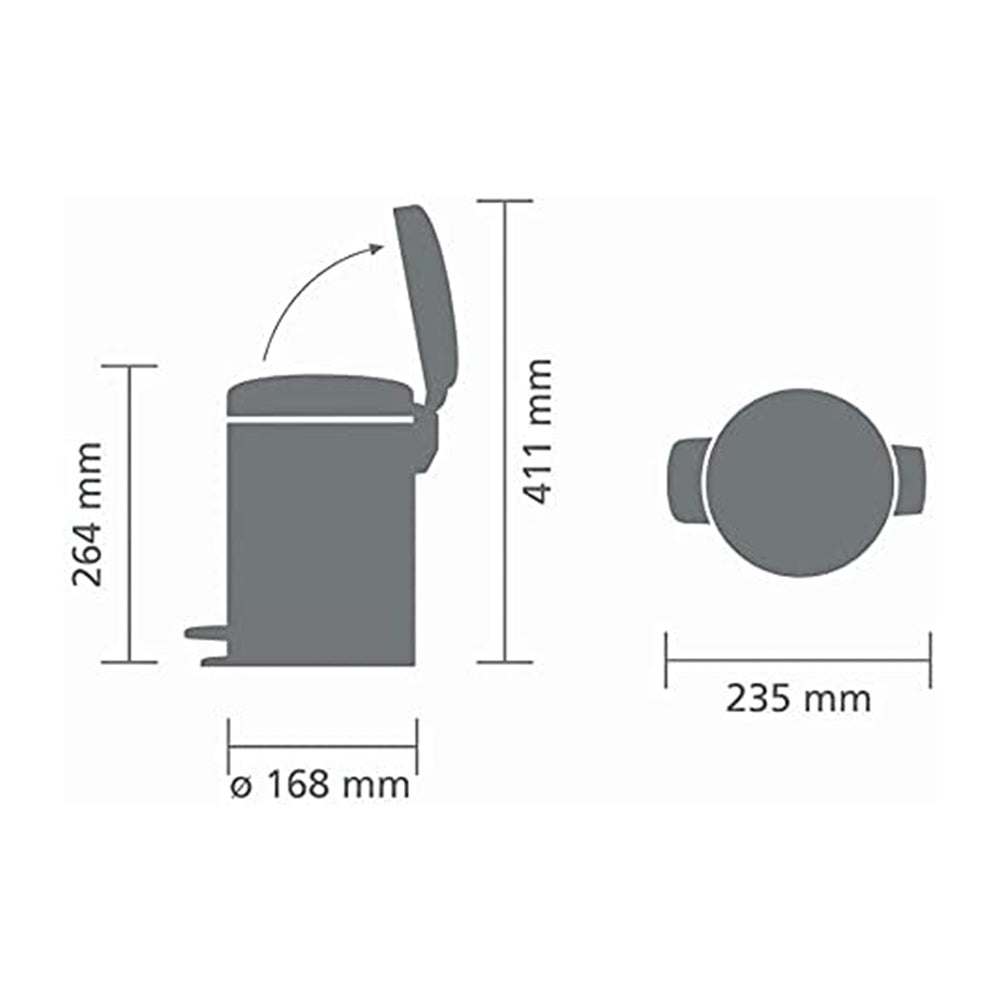 NewIcon Pedal Bin 3L - Matte Black