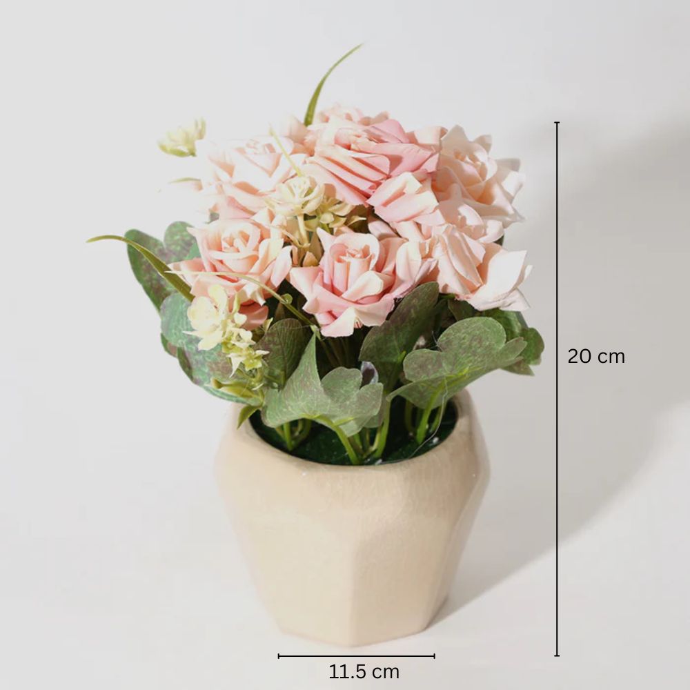 Roses Artificial Potted Plant - Pink Beige