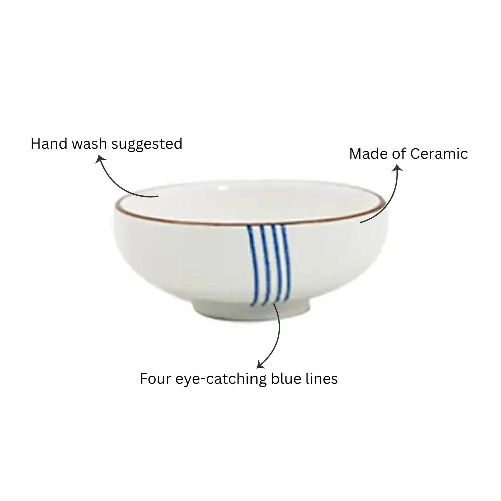 Tide Ceramic Bowl - White & Blue