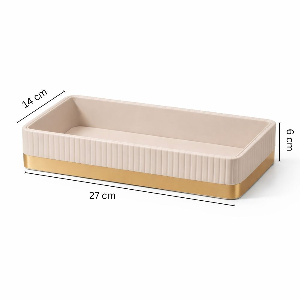 Everly Valet Tray - Taupe & Gold