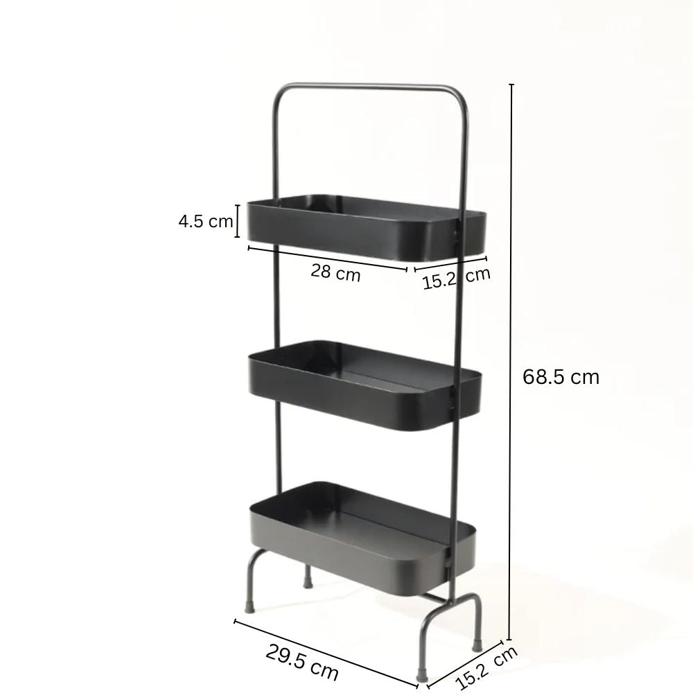 Posta 3-Tier Metal Shelf - Black