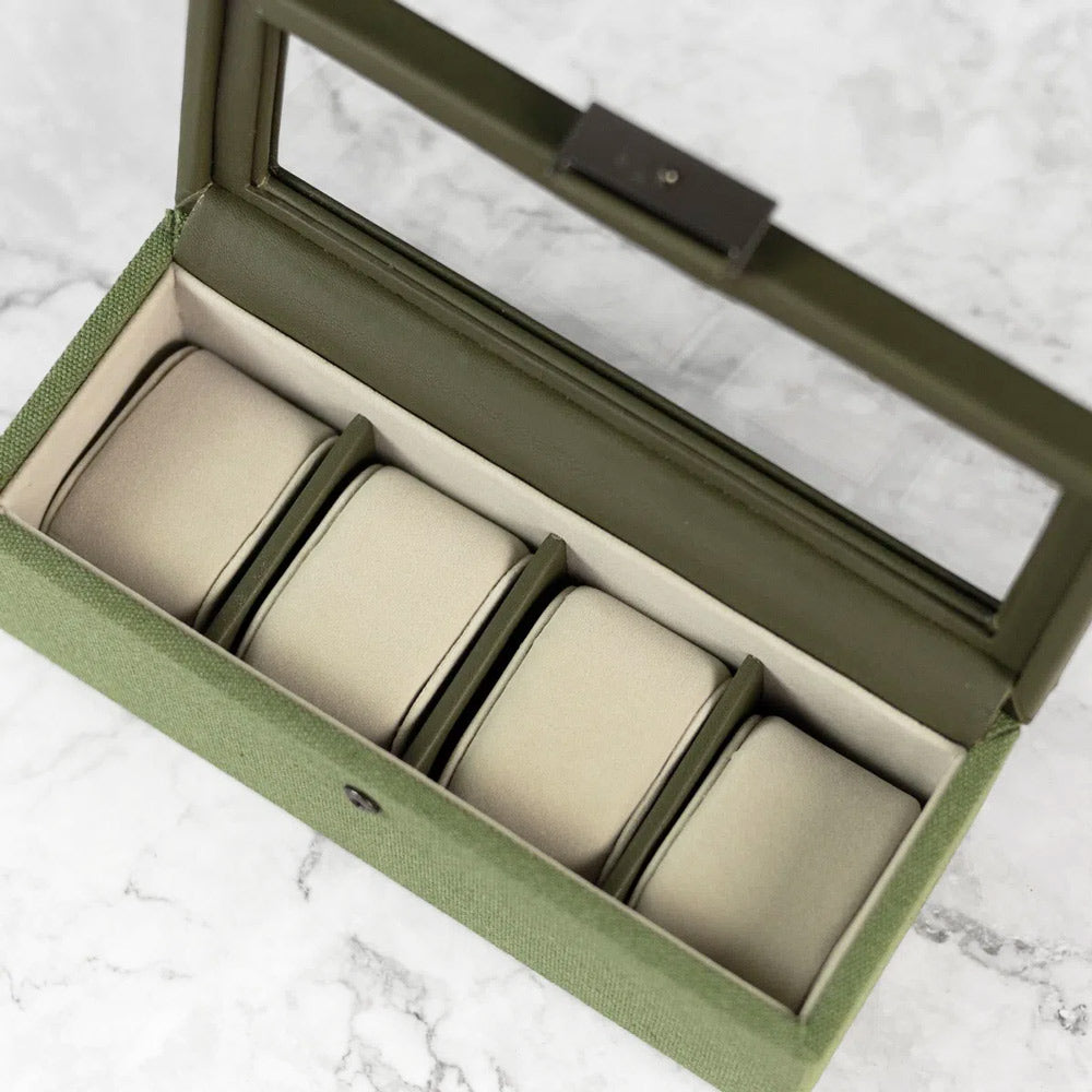 Watch Box 4-piece - Green Canvas
