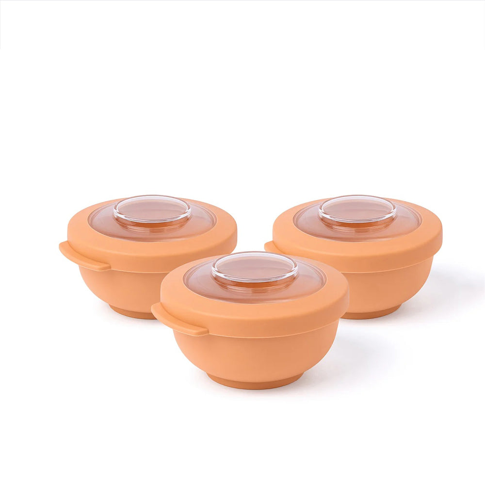 Tylla Storage Bowls with Lid 200ml, Set of 3 - Peach Orange