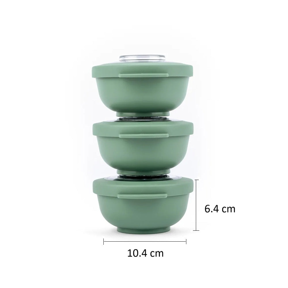 Tylla Storage Bowls with Lid 200ml, Set of 3 - Sage Green