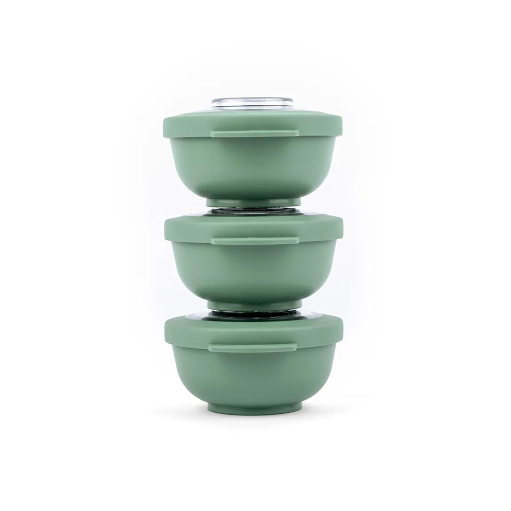 Tylla Storage Bowls with Lid 200ml, Set of 3 - Sage Green