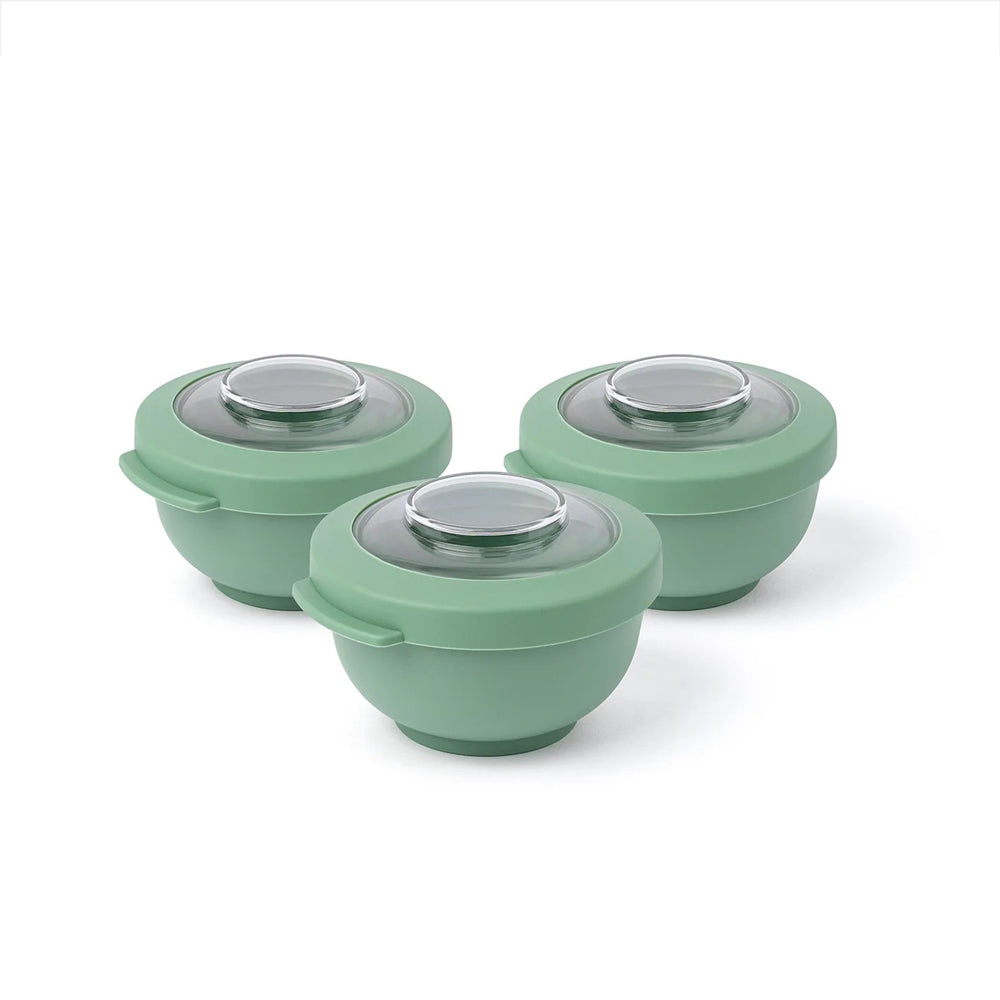 Tylla Storage Bowls with Lid 200ml, Set of 3 - Sage Green