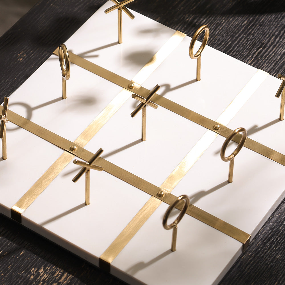 Tic-Tac-Toe Standing Tabletop Game - White Gold