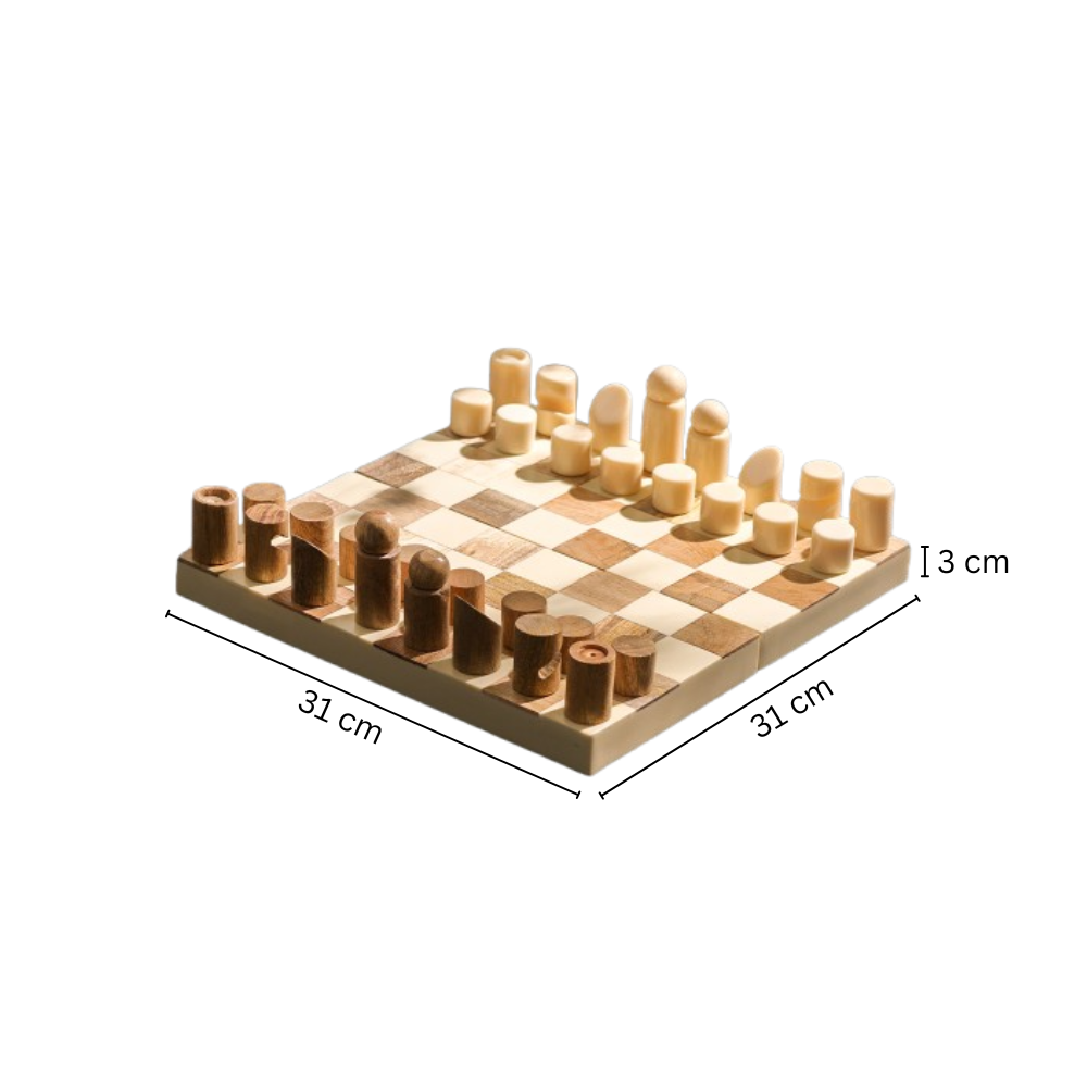 Abstract Folding Tabletop Chess Set - Cream Natural
