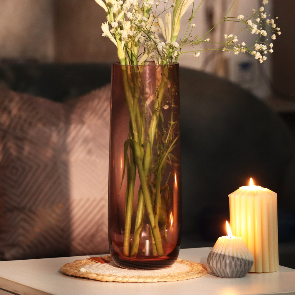 Ajana Glass Vase Tall - Berry