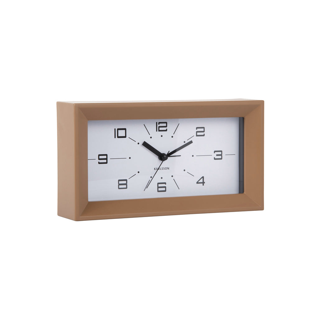 Lujo Rectangle Alarm Clock - Mocha Brown