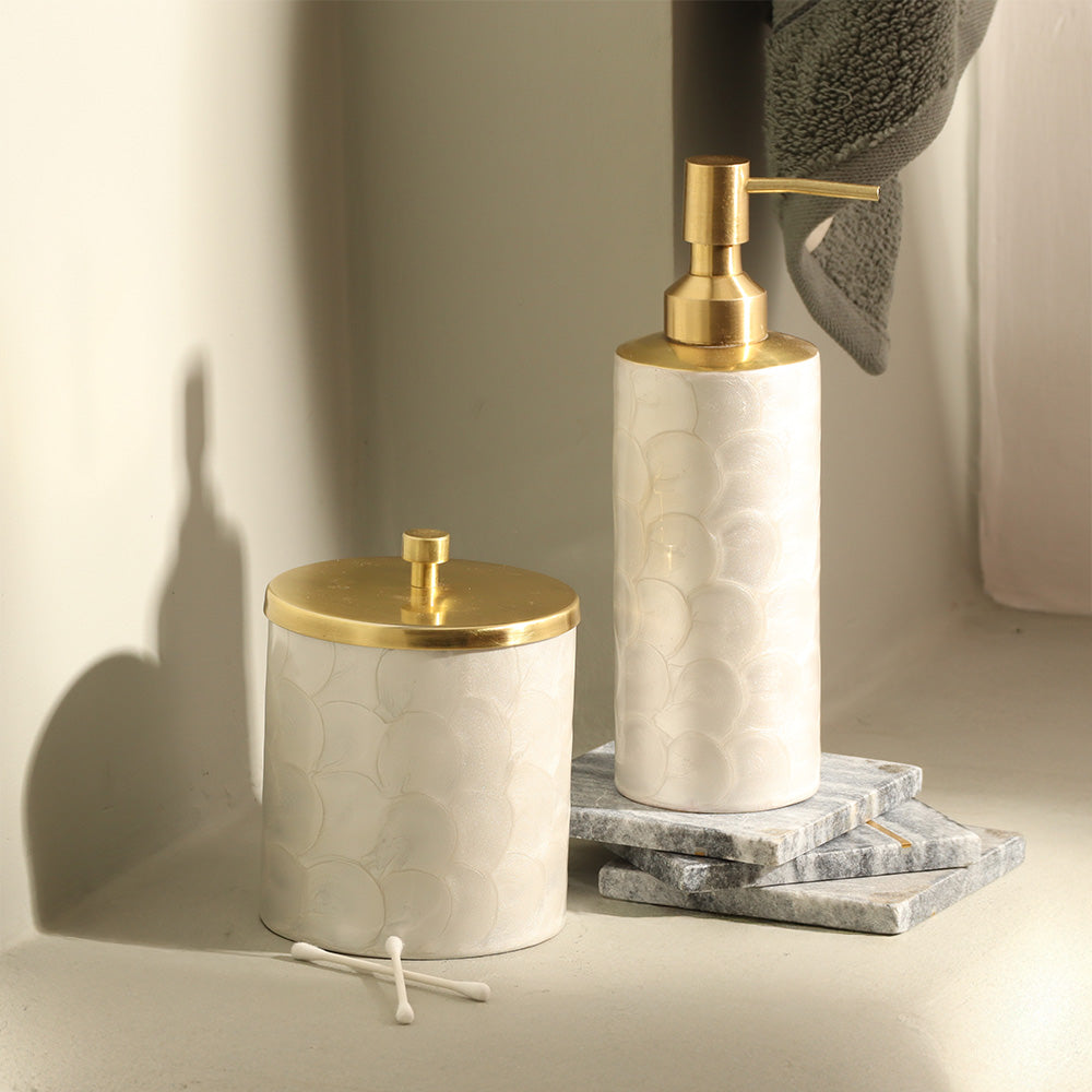 Alba Storage Jar - White Gold