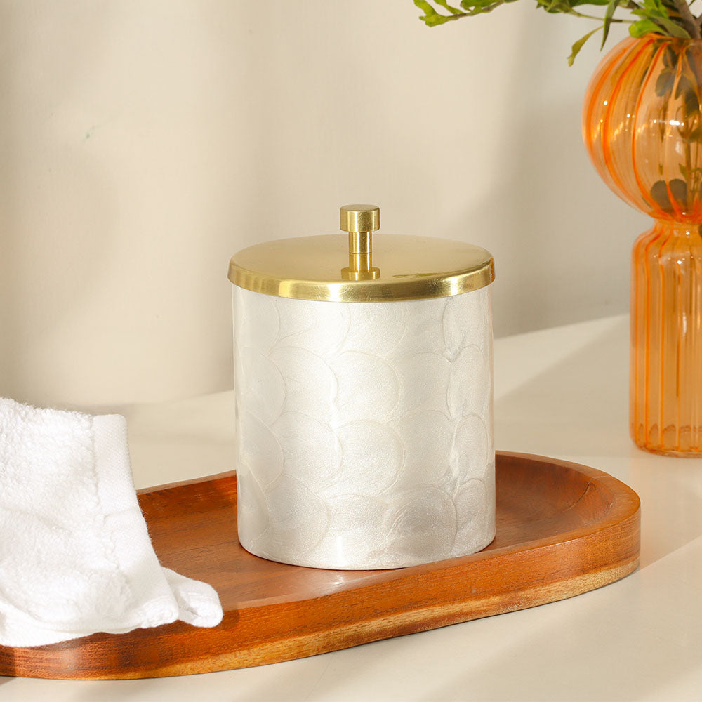 Alba Storage Jar - White Gold