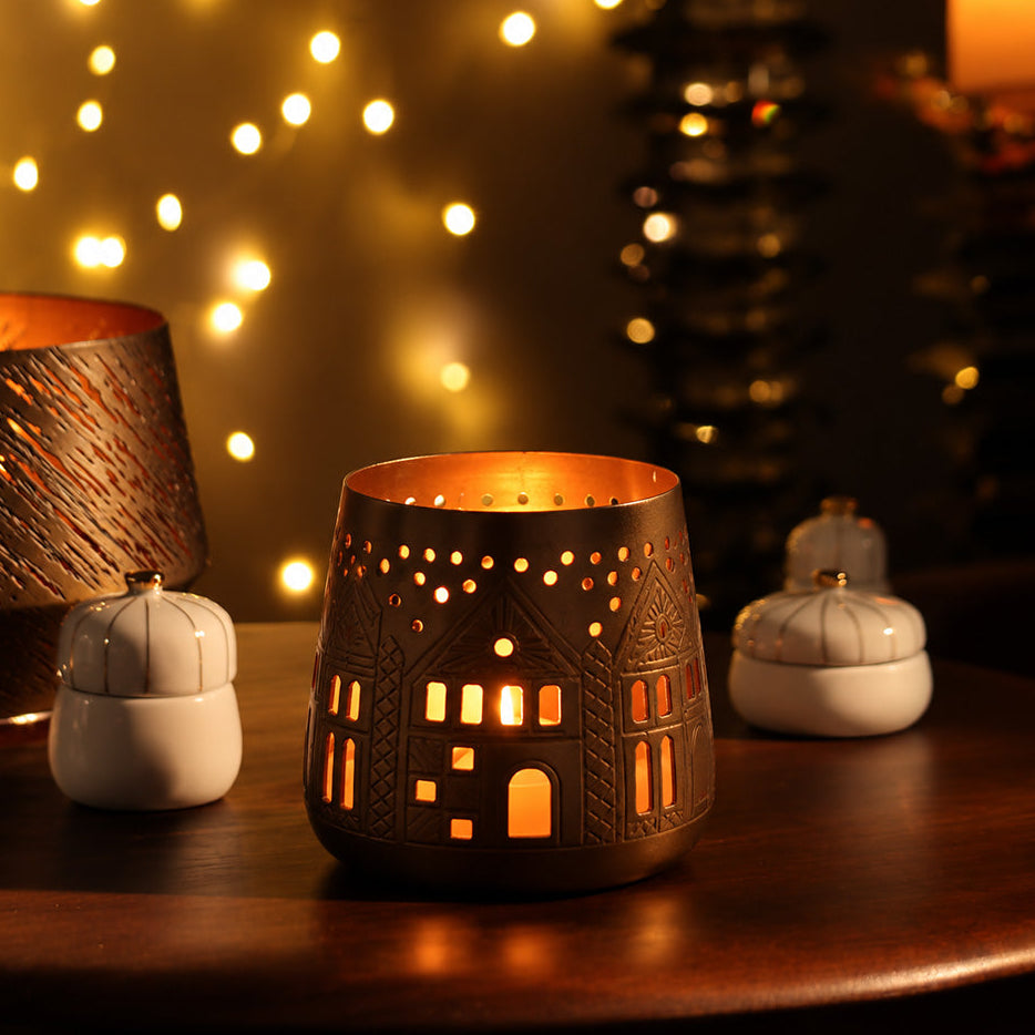 Aldea Metal Candle Holder - Dark Copper