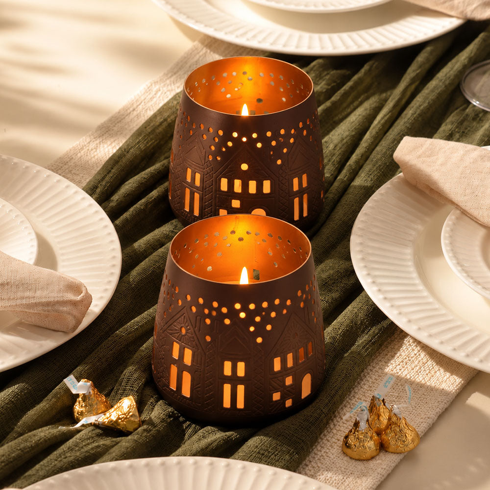 Aldea Metal Candle Holder - Dark Copper