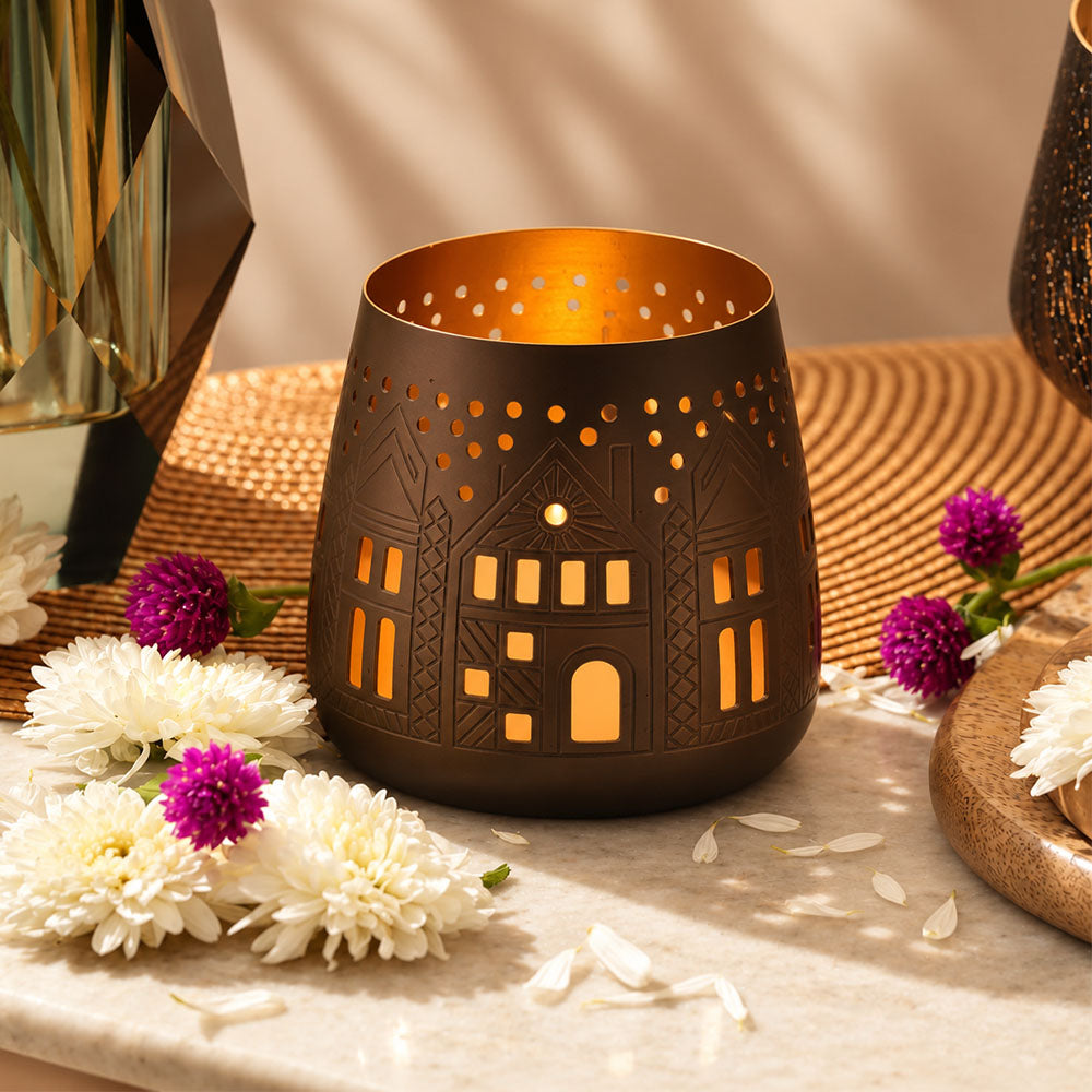 Aldea Metal Candle Holder - Dark Copper