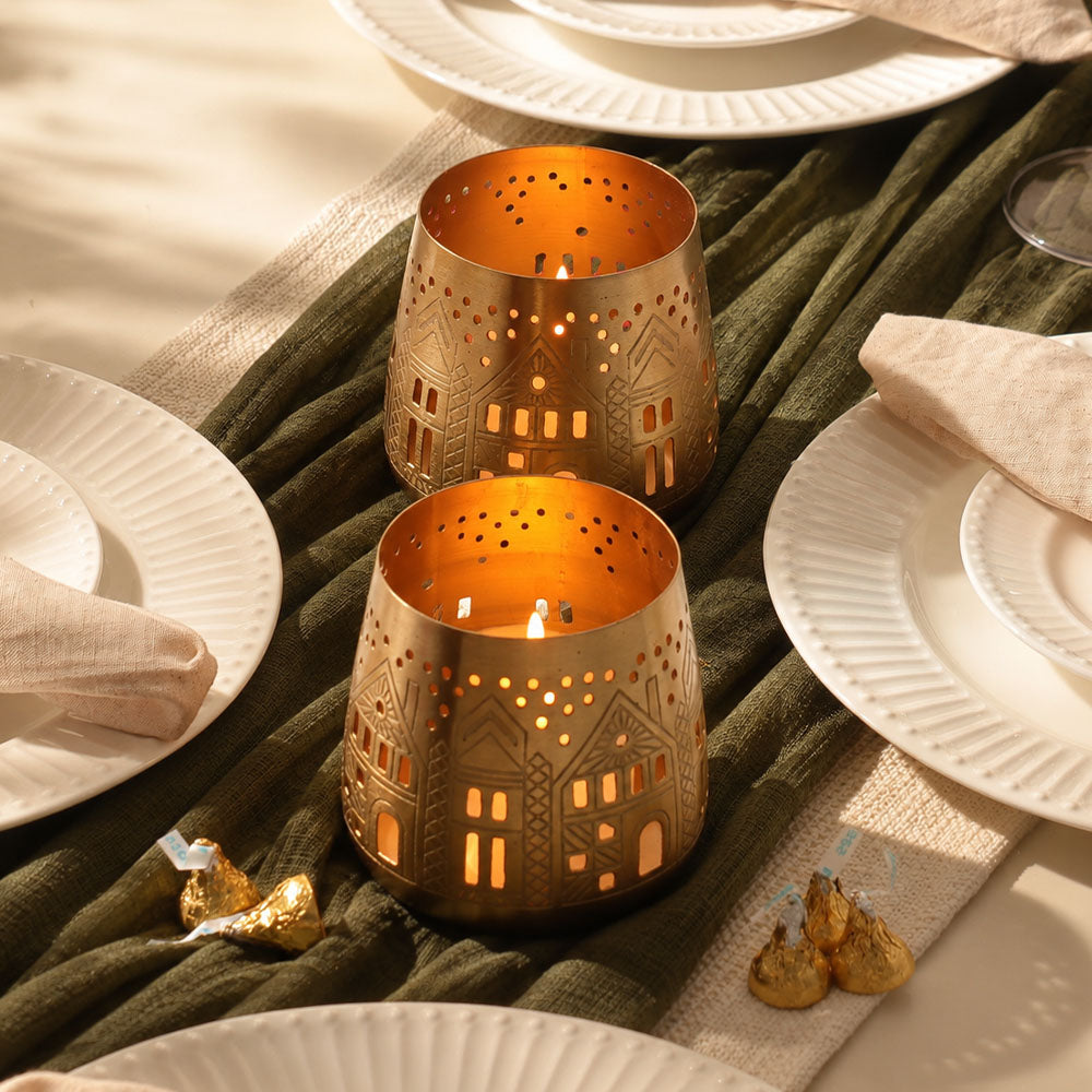 Aldea Metal Candle Holder - Gold