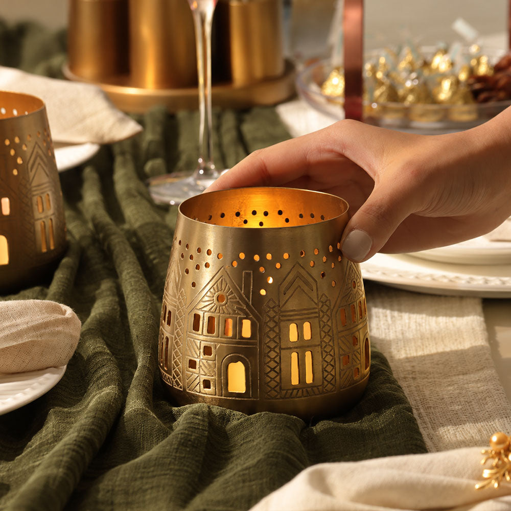 Aldea Metal Candle Holder - Gold