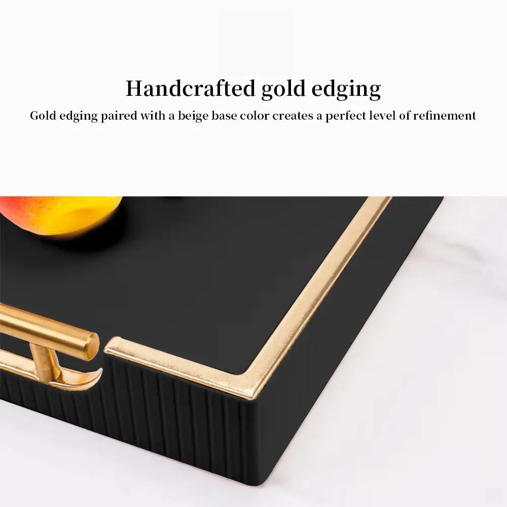 Alden Serving Tray - Black & Gold