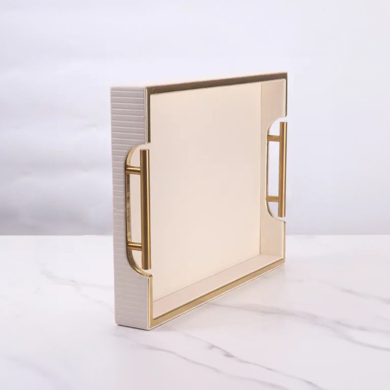 Alden Serving Tray - Ivory & Gold