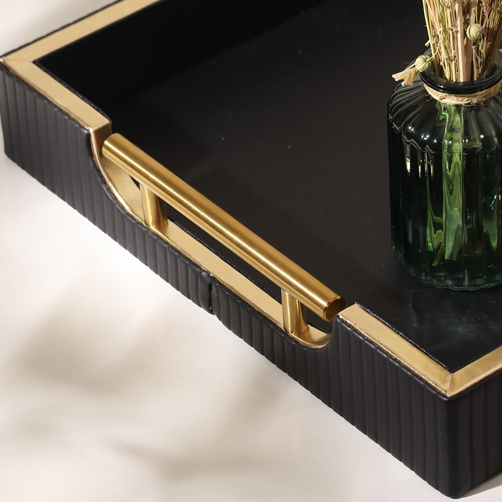 Alden Serving Tray - Black & Gold