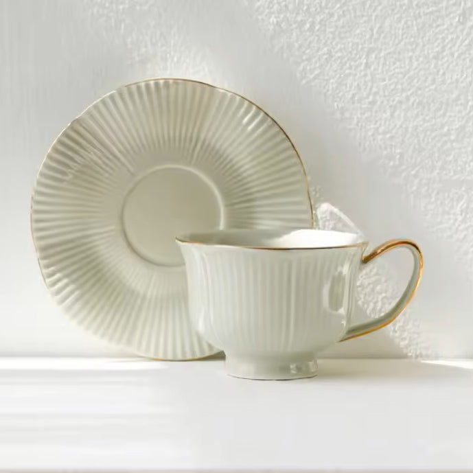 Allure Ceramic Cup With Saucer - Pistachio Green