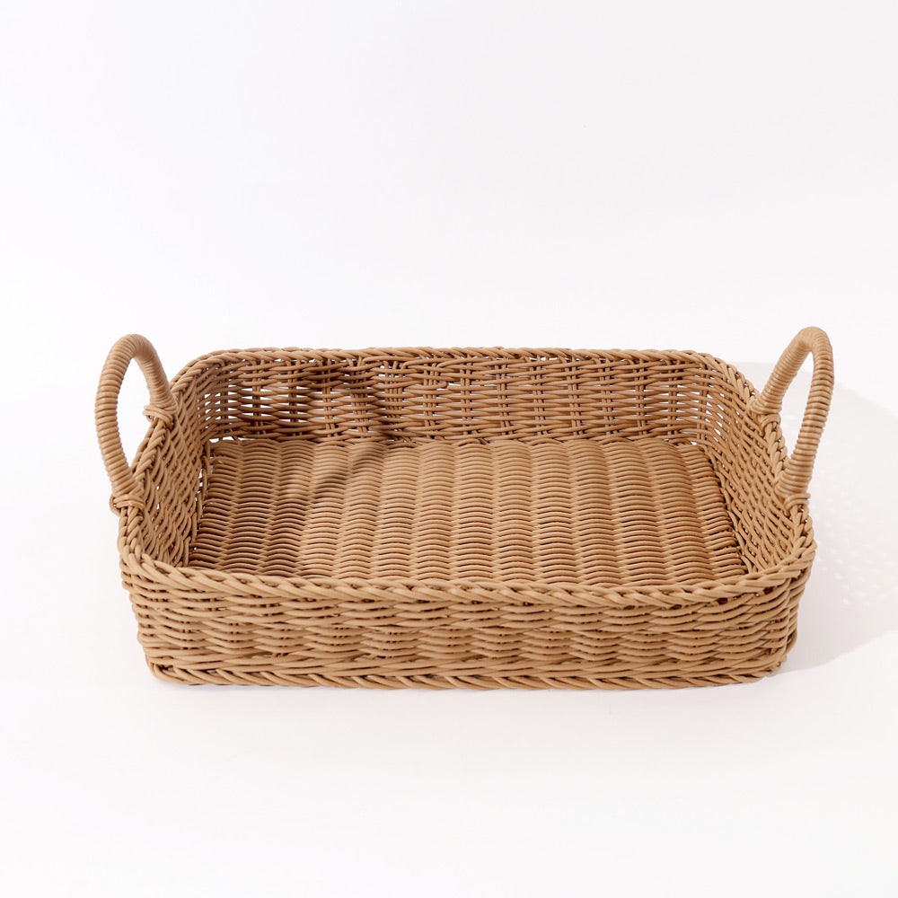 Alma Rectangular Basket with Handles Large - Khaki