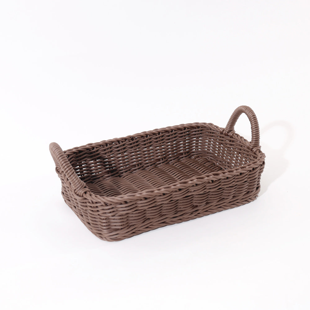 Alma Rectangular Basket with Handles Medium - Dark Brown