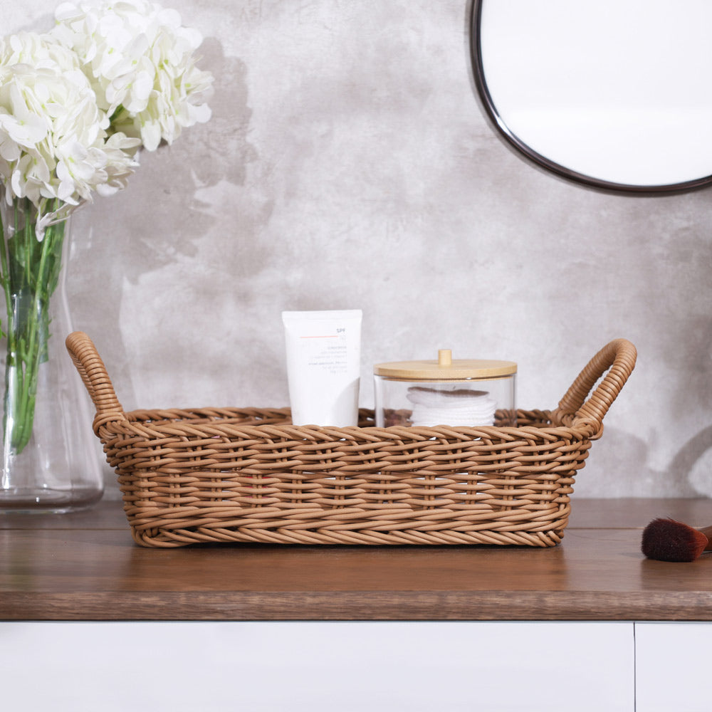 Alma Rectangular Basket with Handles Medium - Khaki