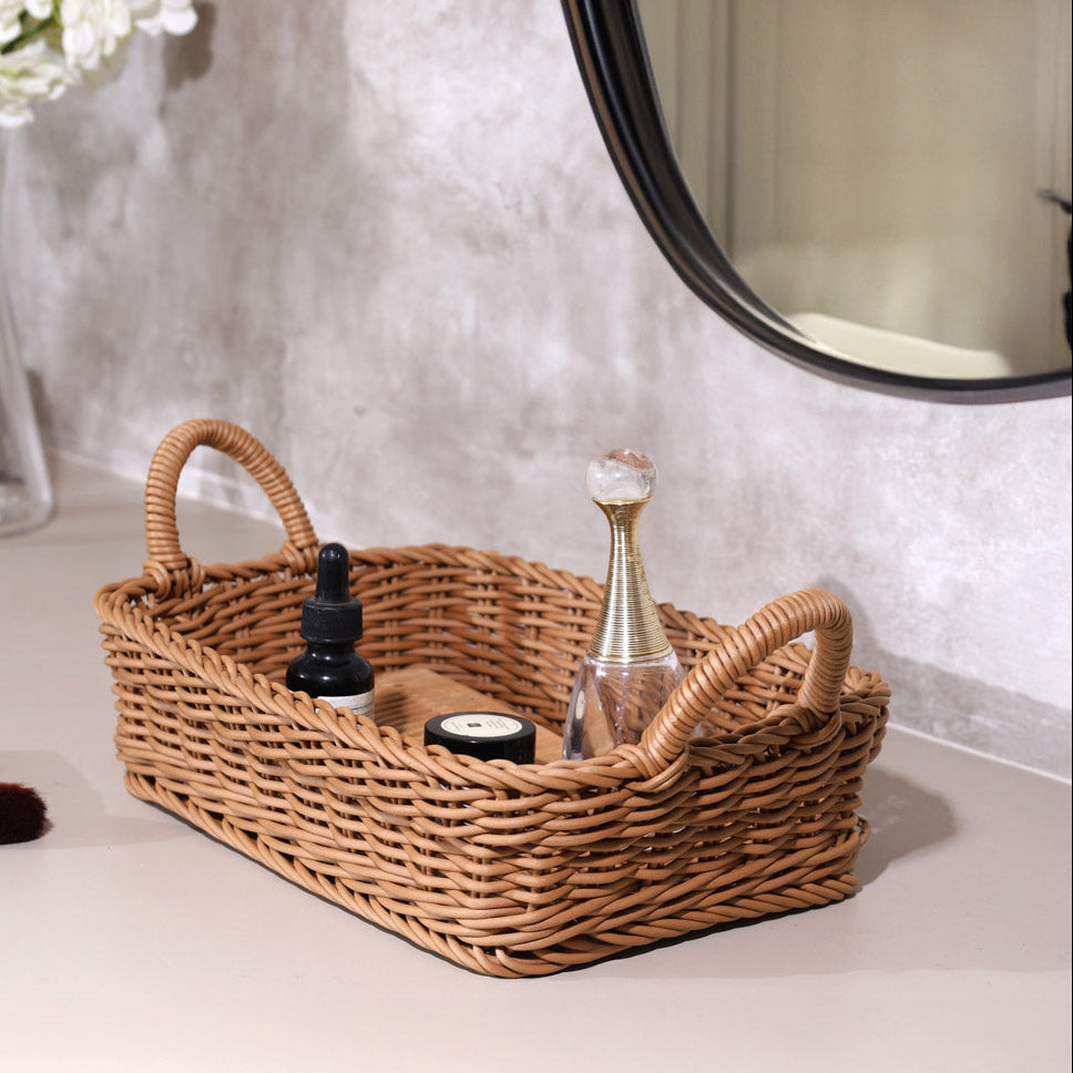 Alma Rectangular Basket with Handles Medium - Khaki