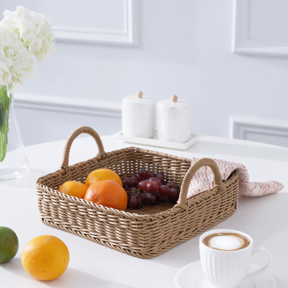 Alma Square Basket with Handles Medium - Khaki