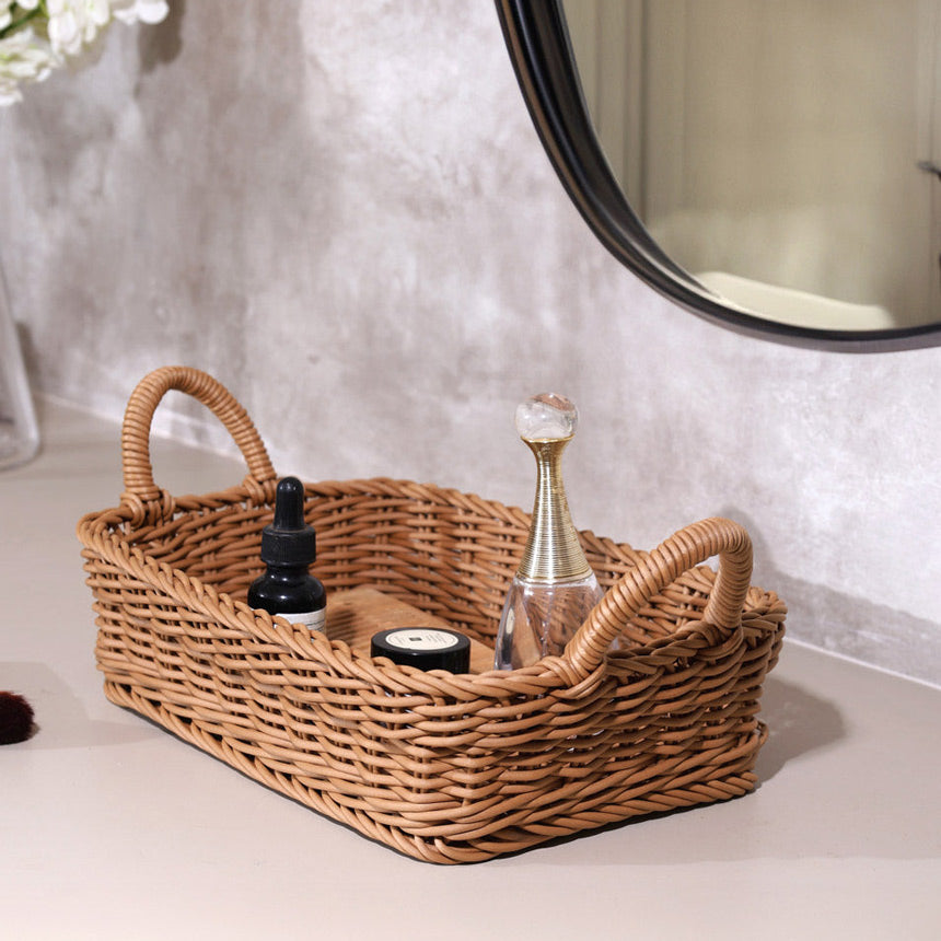 Alma Rectangular Basket with Handles Medium - Khaki