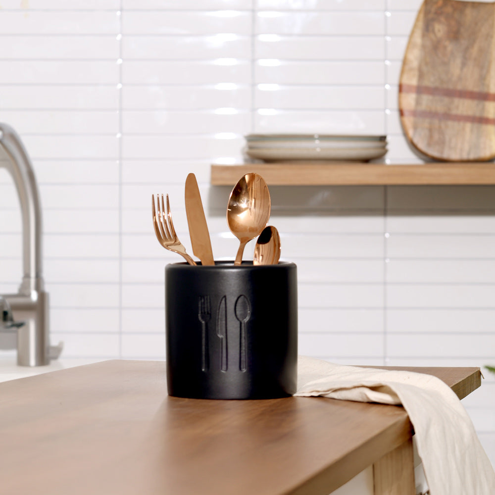 Alora Concrete Cutlery Holder - Black