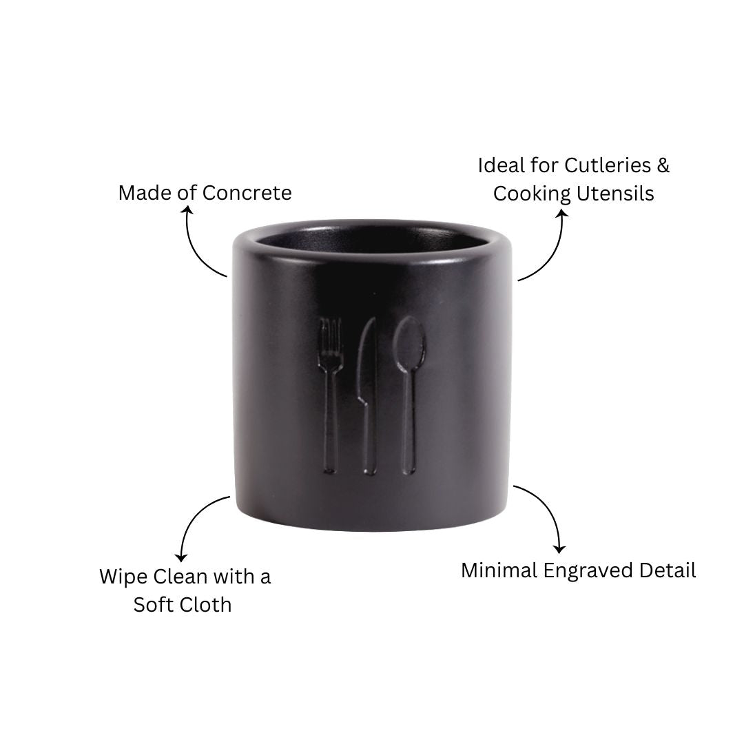 Alora Concrete Cutlery Holder - Black