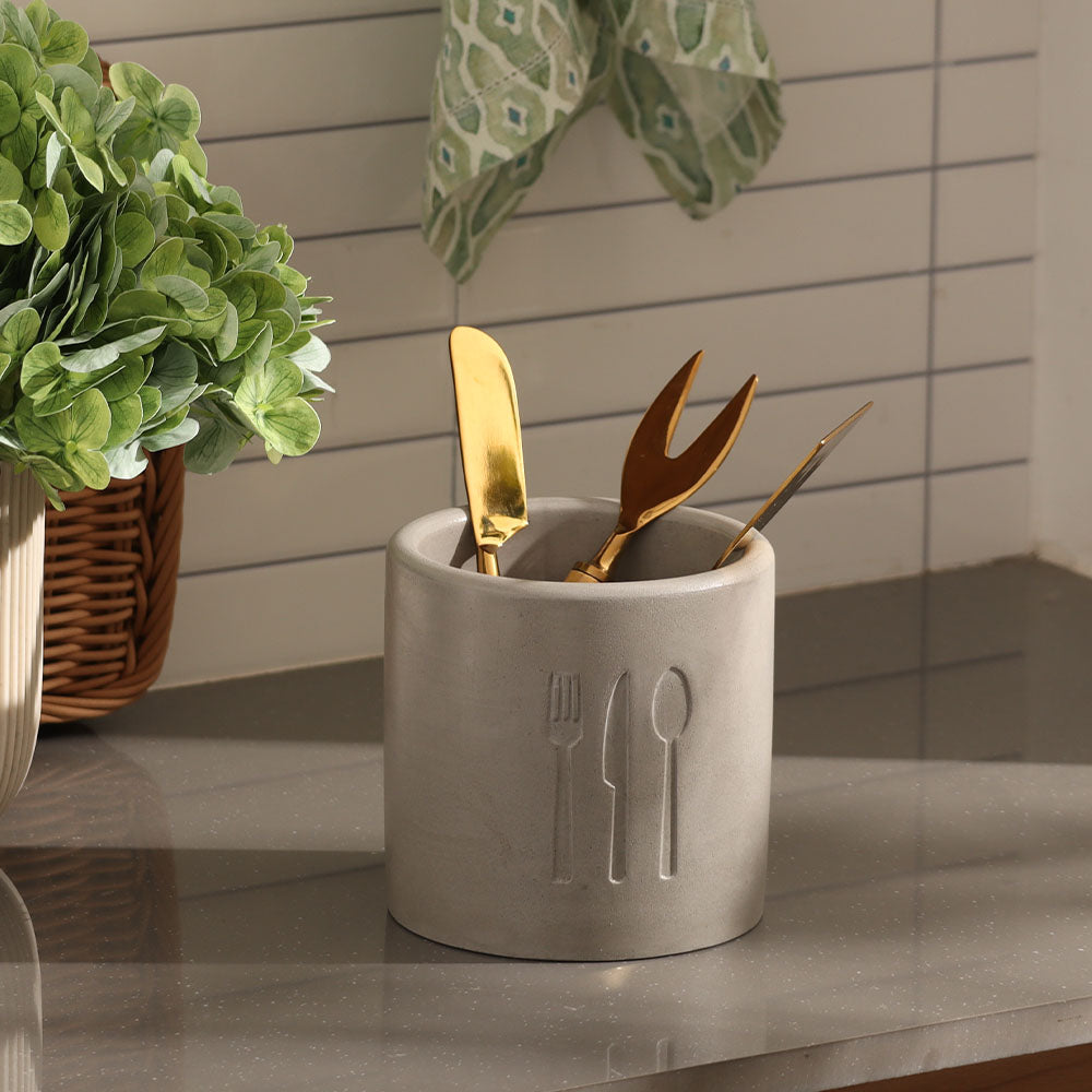 Alora Concrete Cutlery Holder - Dark Grey