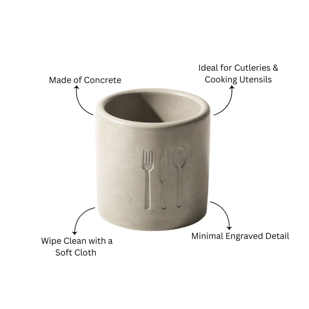 Alora Concrete Cutlery Holder - Dark Grey