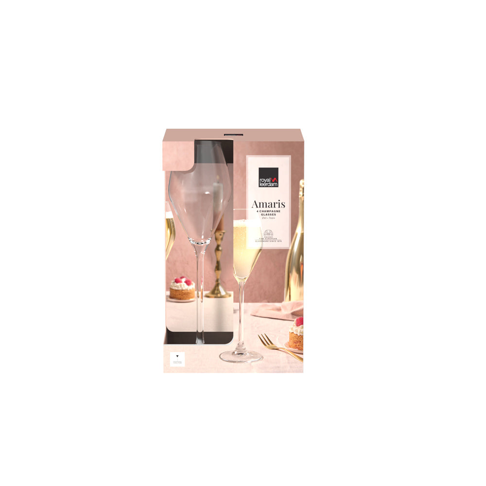 Amaris Flute Glasses 200ml, Set of 4