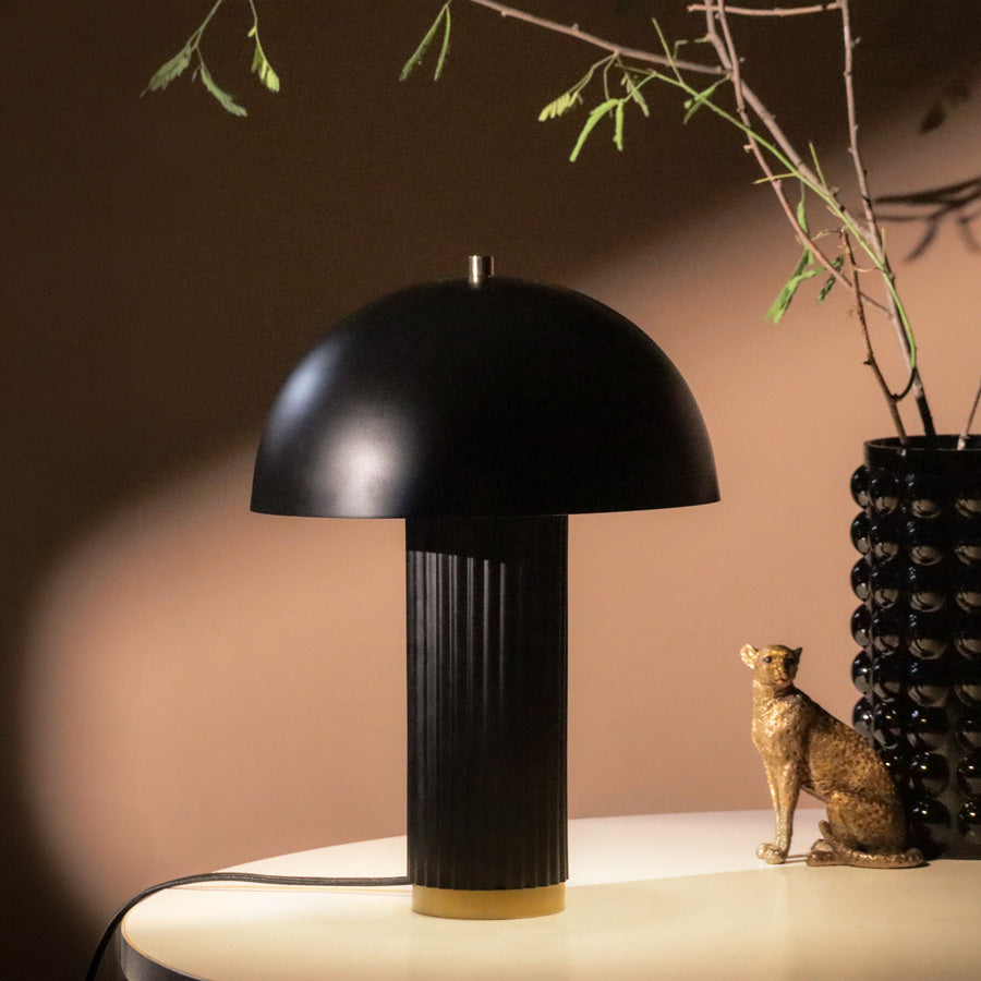 Amden Ribbed Table Lamp Large - Black Gold