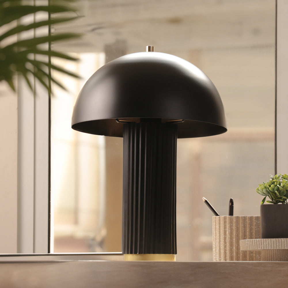 Amden Ribbed Table Lamp Large - Black Gold