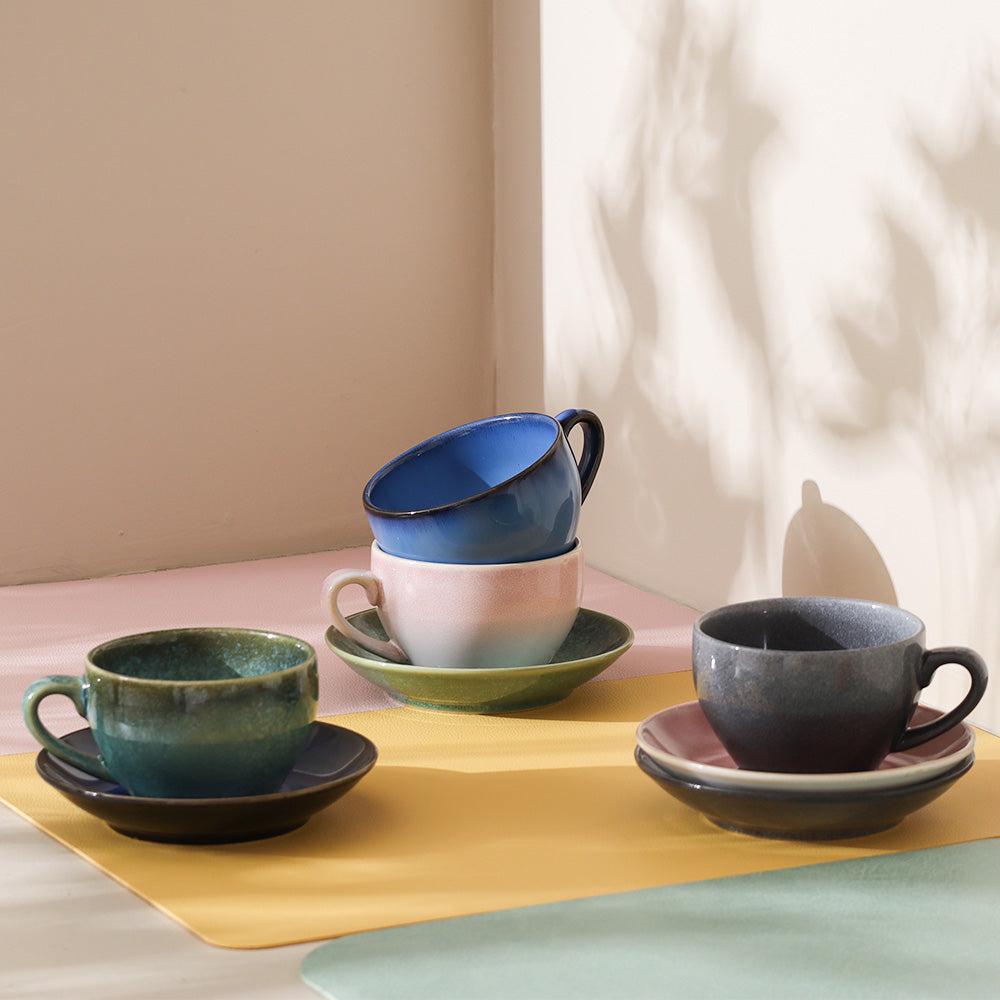 Amici Ceramic Cup and Saucer Set - Light Pink