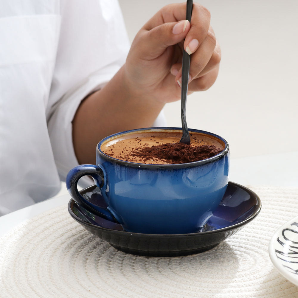 Amici Ceramic Cup and Saucer Set - Ocean Blue