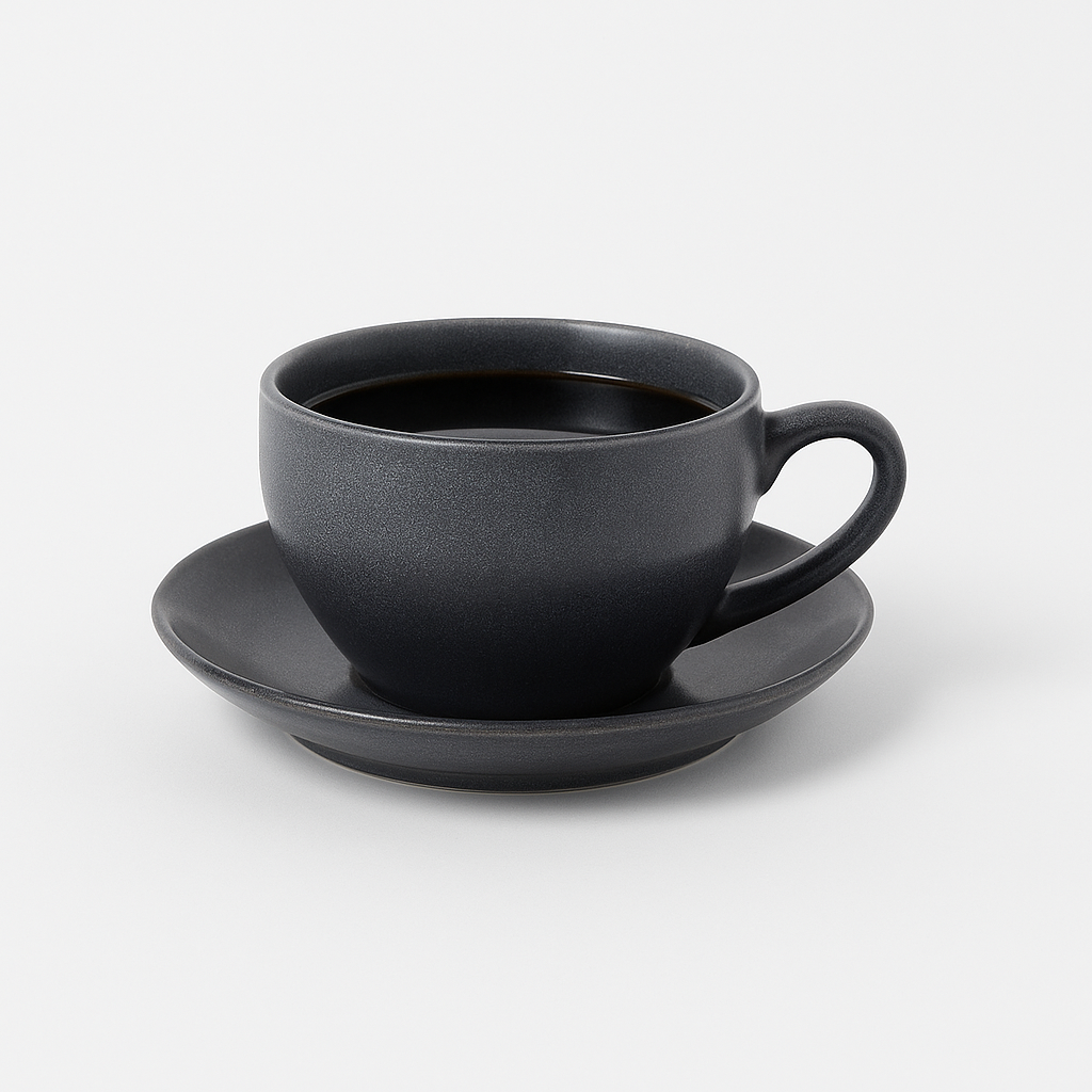Amici Ceramic Cup and Saucer Set - Slate Grey