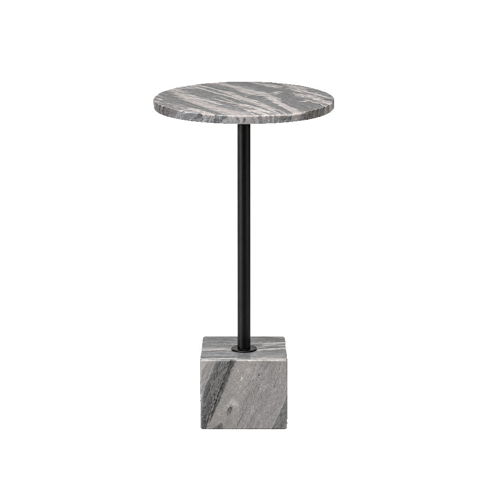 Amici Marble Pedestal Drink Table - Grey Black