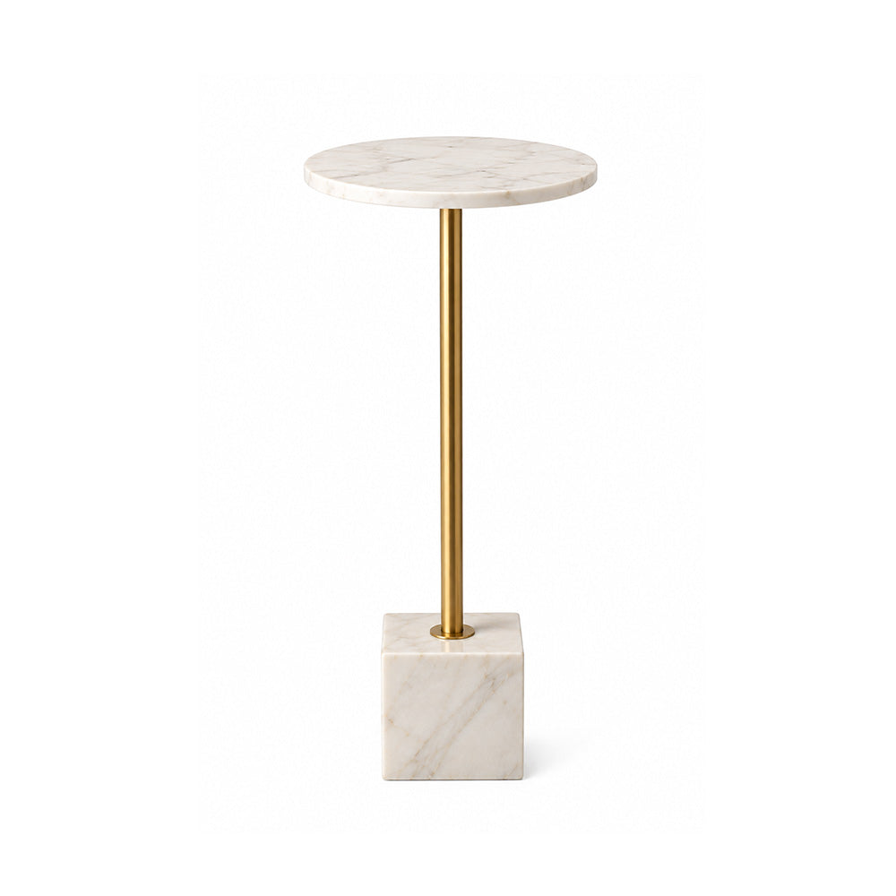 Amici Marble Pedestal Drink Table - White Gold