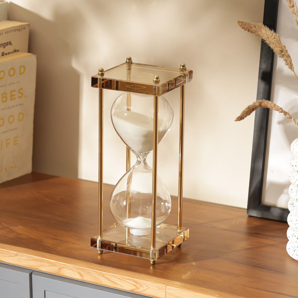 Amos Framed Hourglass Medium - Gold White