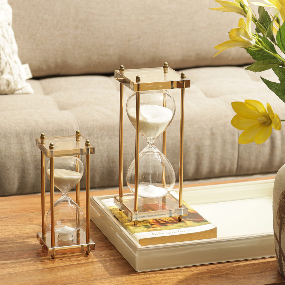 Amos Framed Hourglass Medium - Gold White
