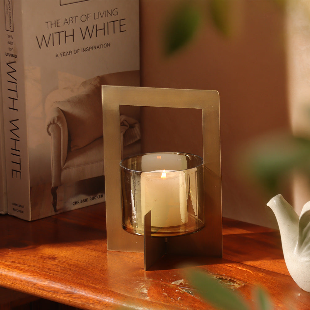 Anea Iron & Glass Lantern Small - Gold
