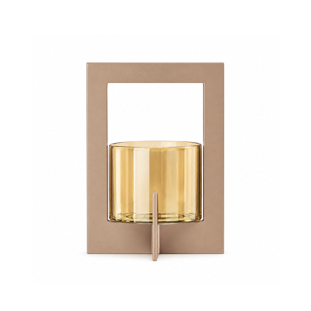 Anea Iron & Glass Lantern Small - Taupe