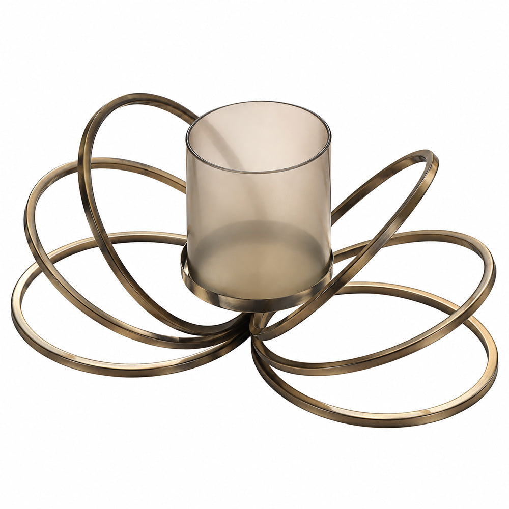 Anelli Glass Hurricane with Iron Stand - Gunmetal